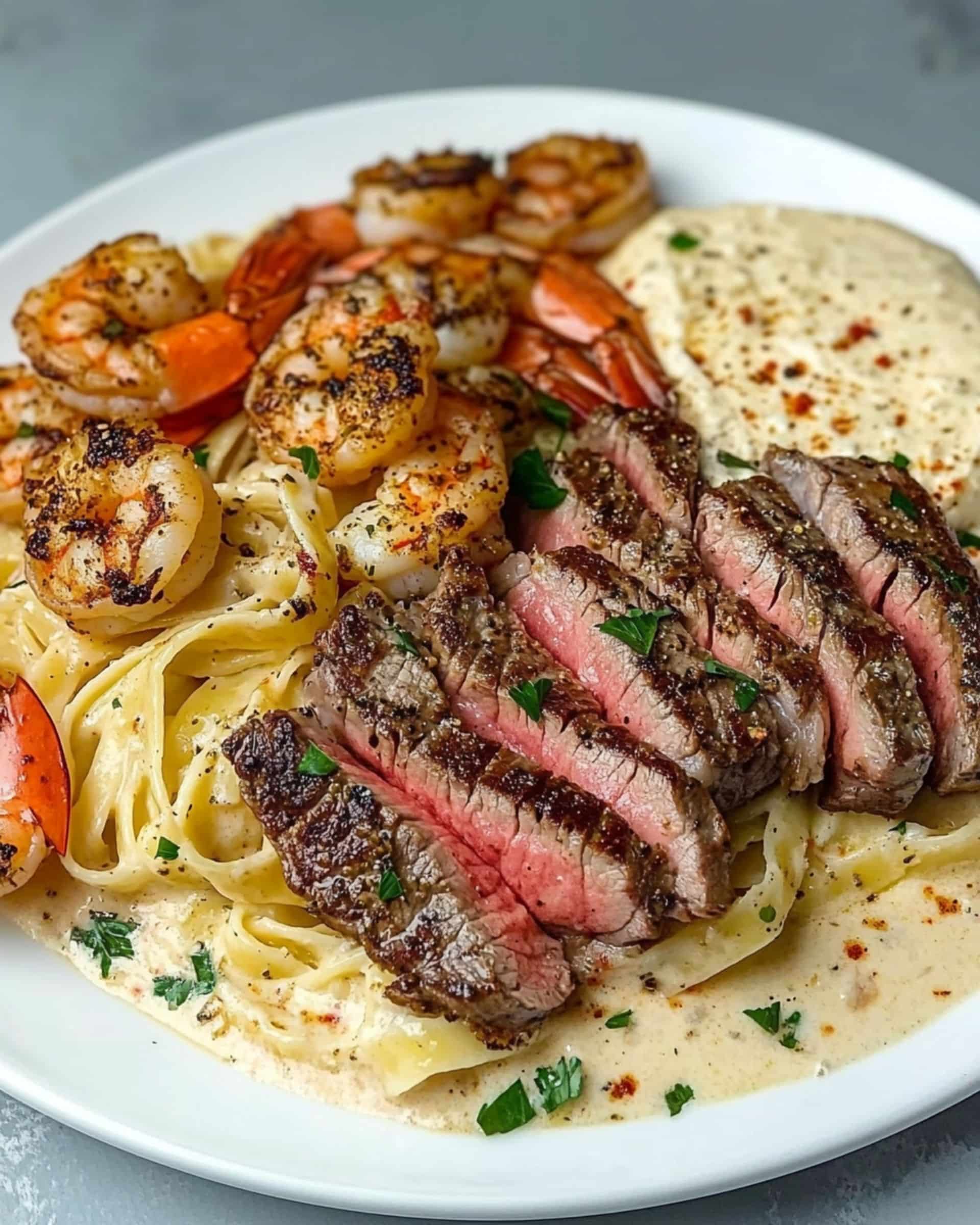 Cajun Shrimp and Steak Alfredo Pasta Recipe