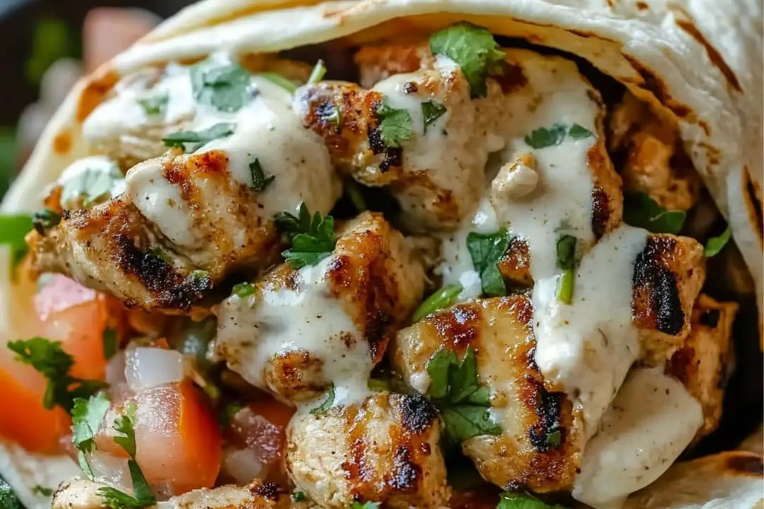 Cheesy Garlic Chicken Wraps Recipe