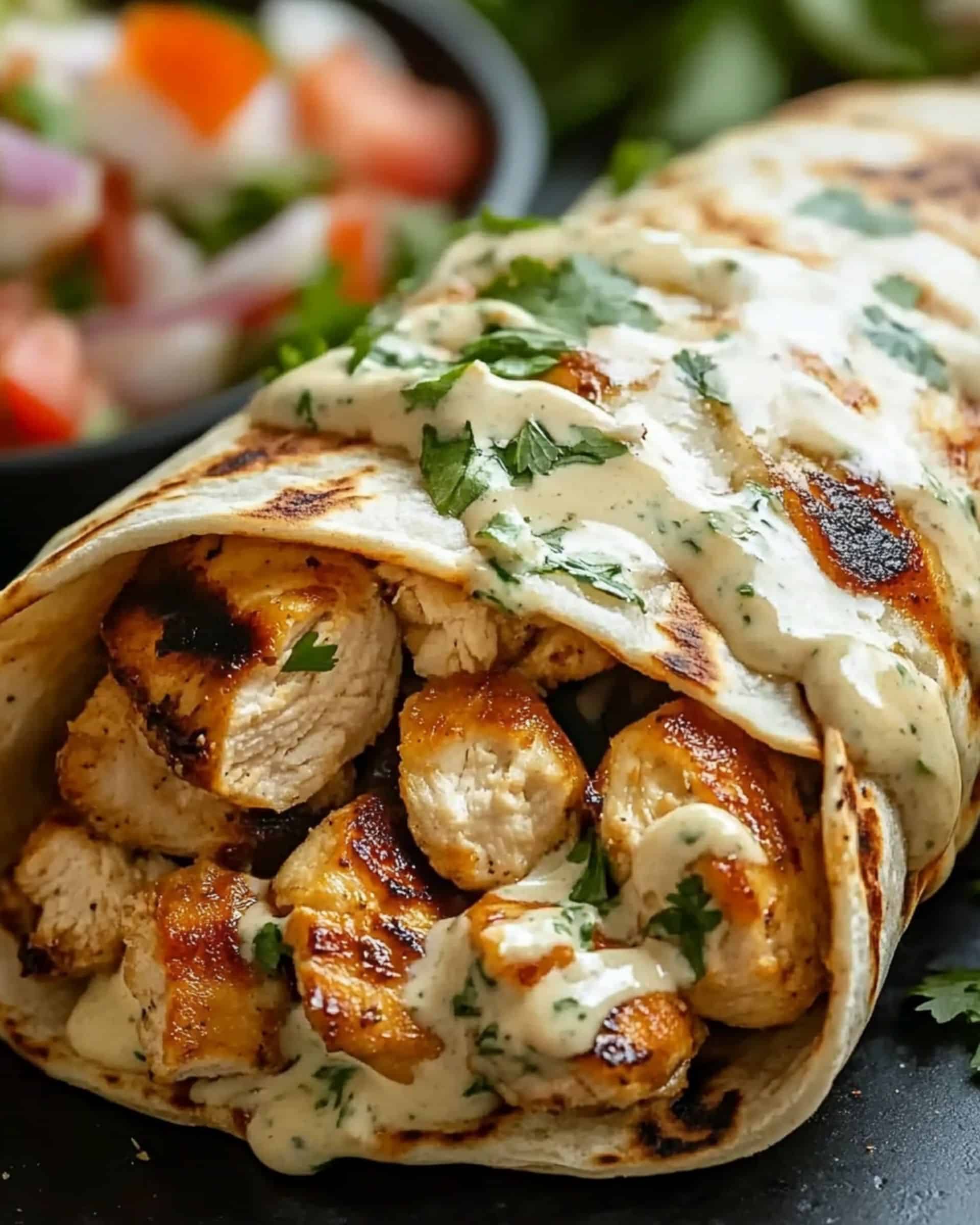 Cheesy Garlic Chicken Wraps Recipe