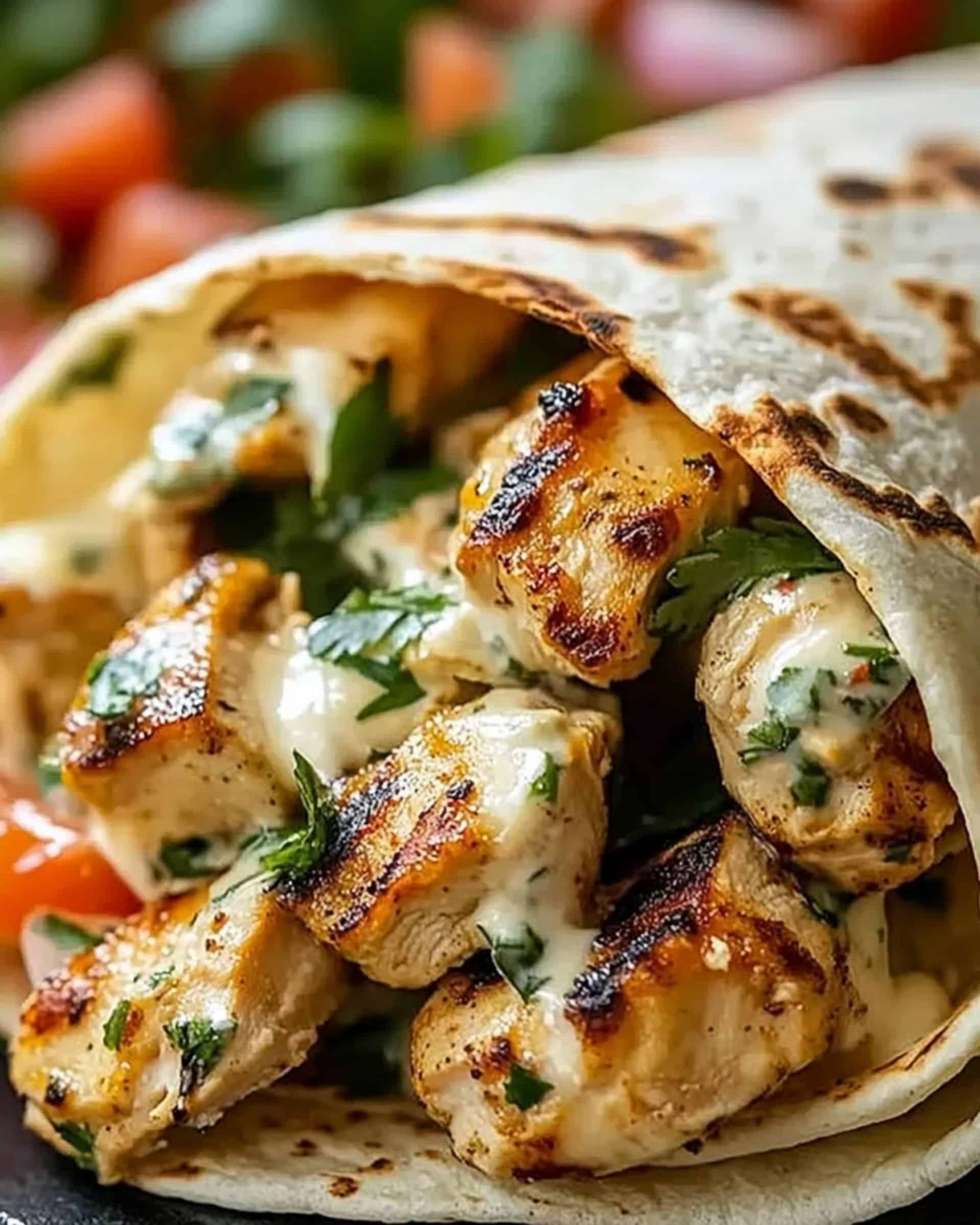 Cheesy Garlic Chicken Wraps Recipe