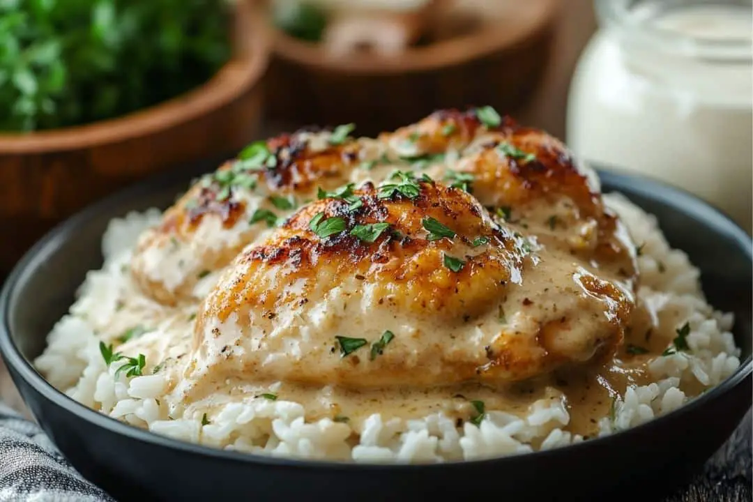 Creamy Smothered Chicken and Rice recipe