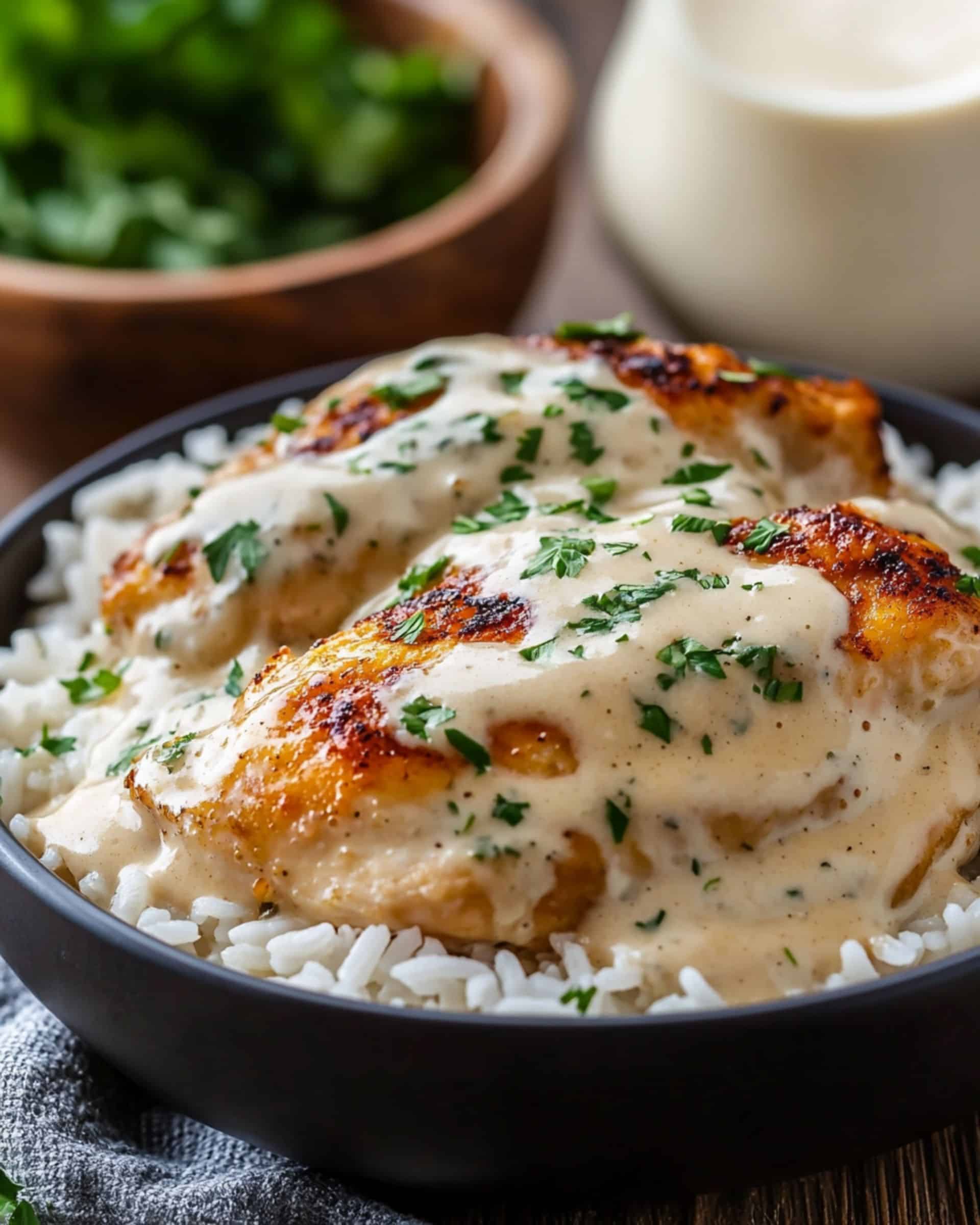 Creamy Smothered Chicken and Rice recipe