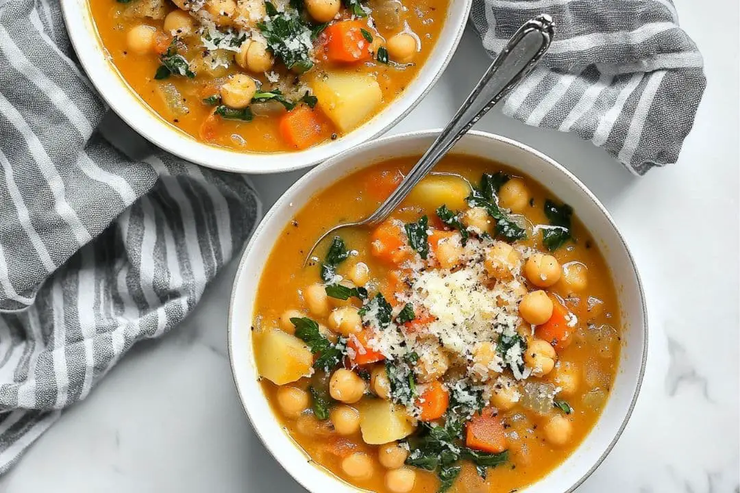Easy Chickpea Soup with Potatoes, Carrots & Kale recipe