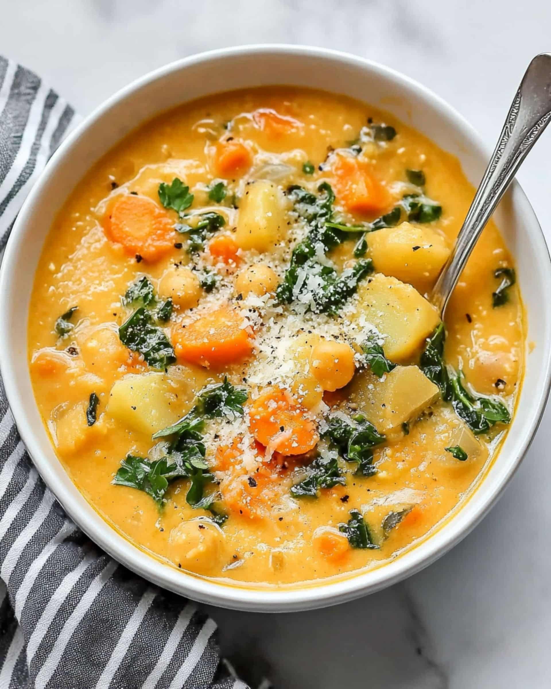 Easy Chickpea Soup with Potatoes, Carrots & Kale recipe