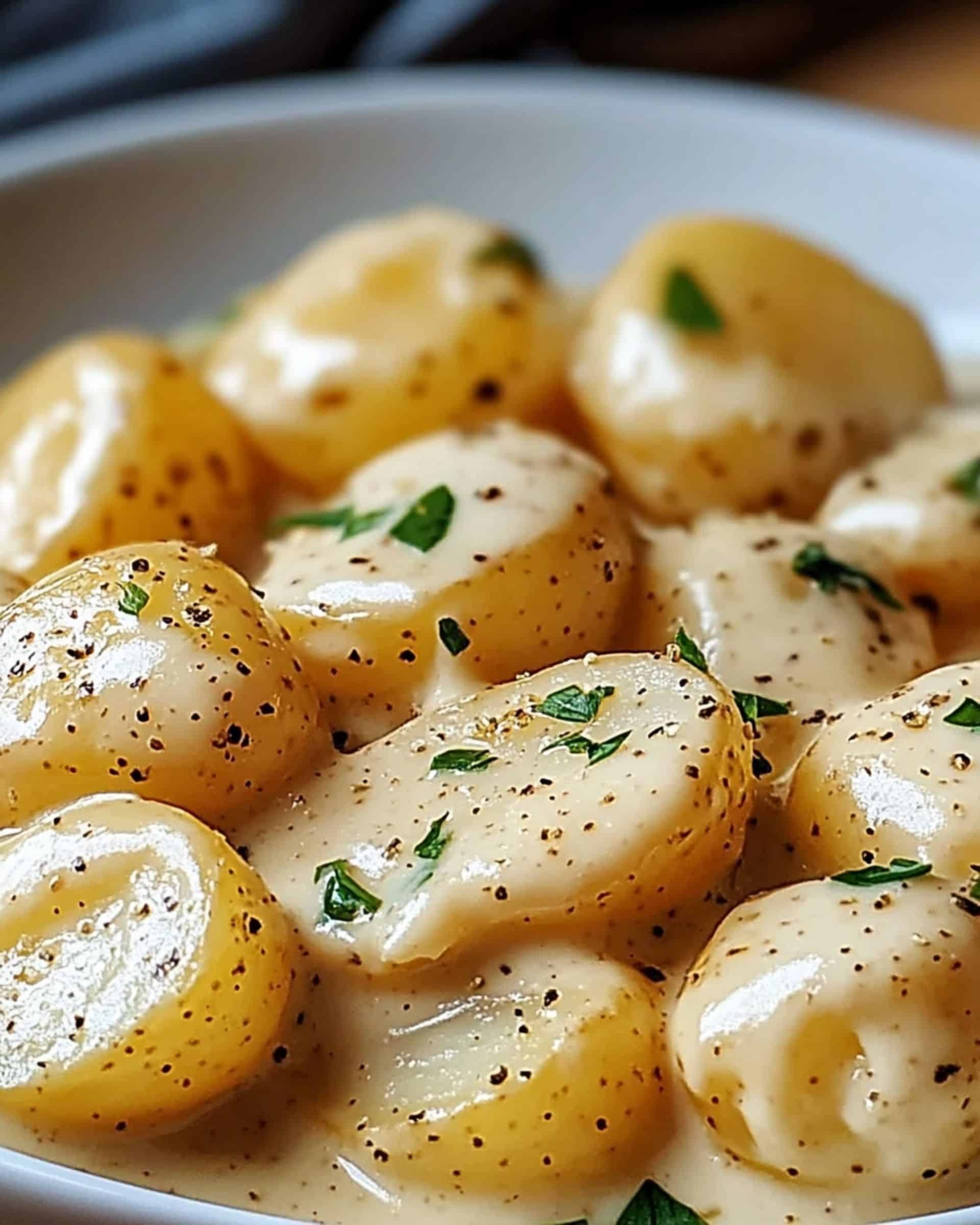 Easy Creamy Garlic Sauce Baby Potatoes recipe