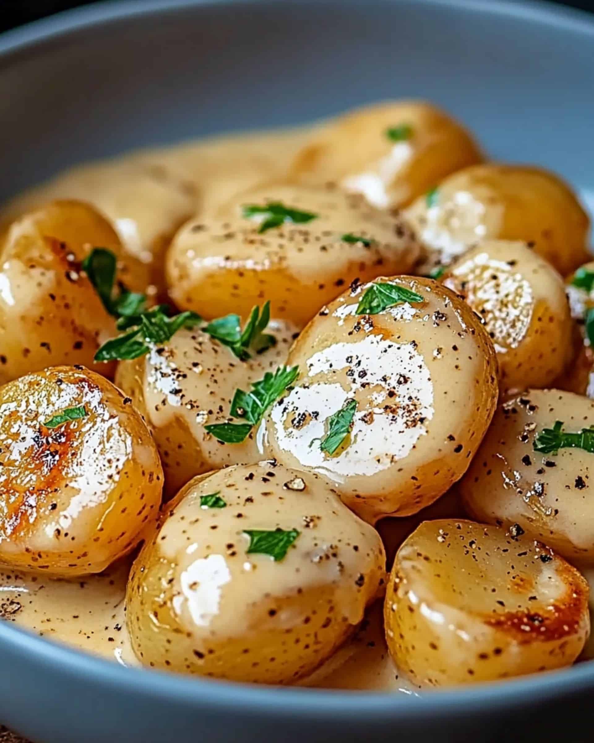 Easy Creamy Garlic Sauce Baby Potatoes recipe