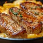 Garlic Parmesan Pork Chops with Cheesy Scalloped Potatoes Recipe