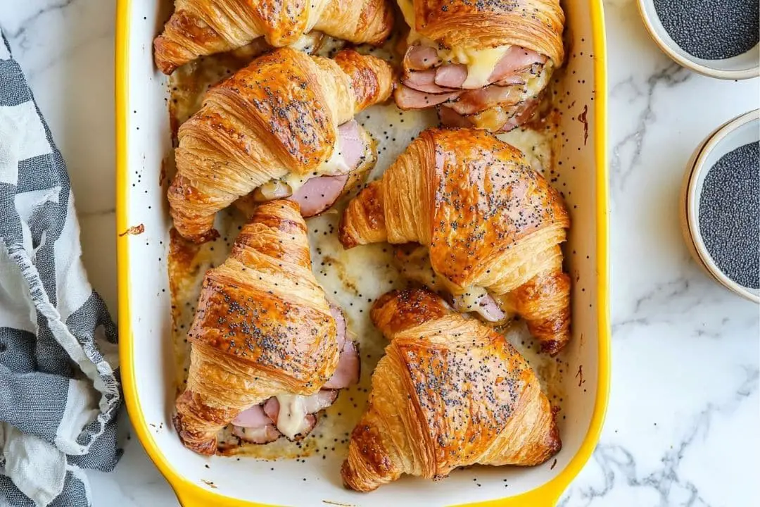 Baked Ham and Cheese Croissants Recipe