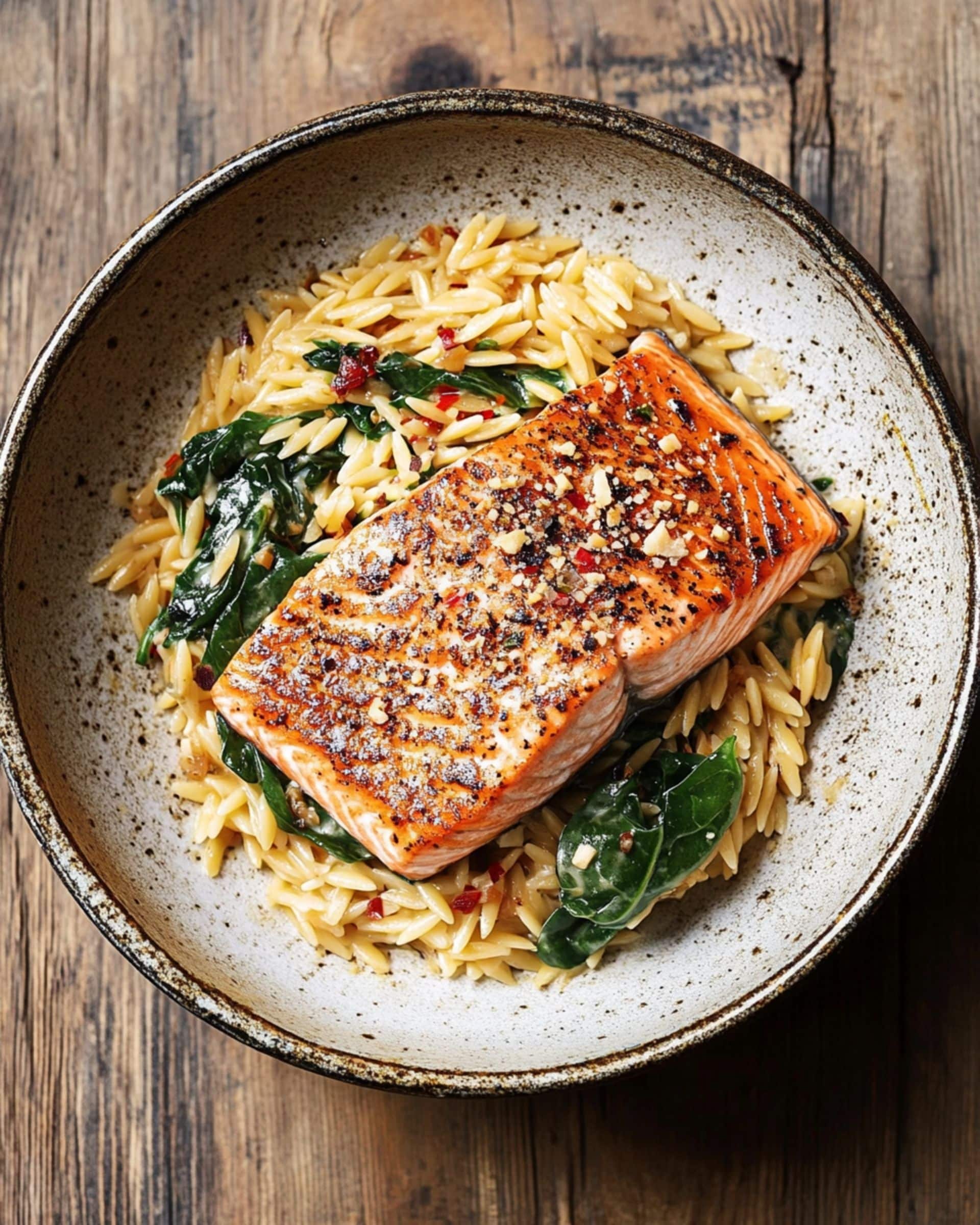 One Skillet Salmon with Lemon Orzo Recipe