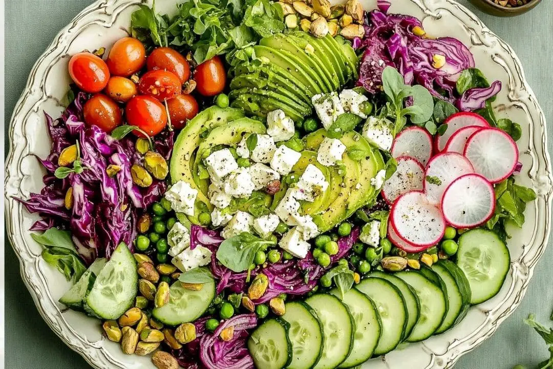 Everything Spring Green Salad with Lemon Basil Vinaigrette Recipe
