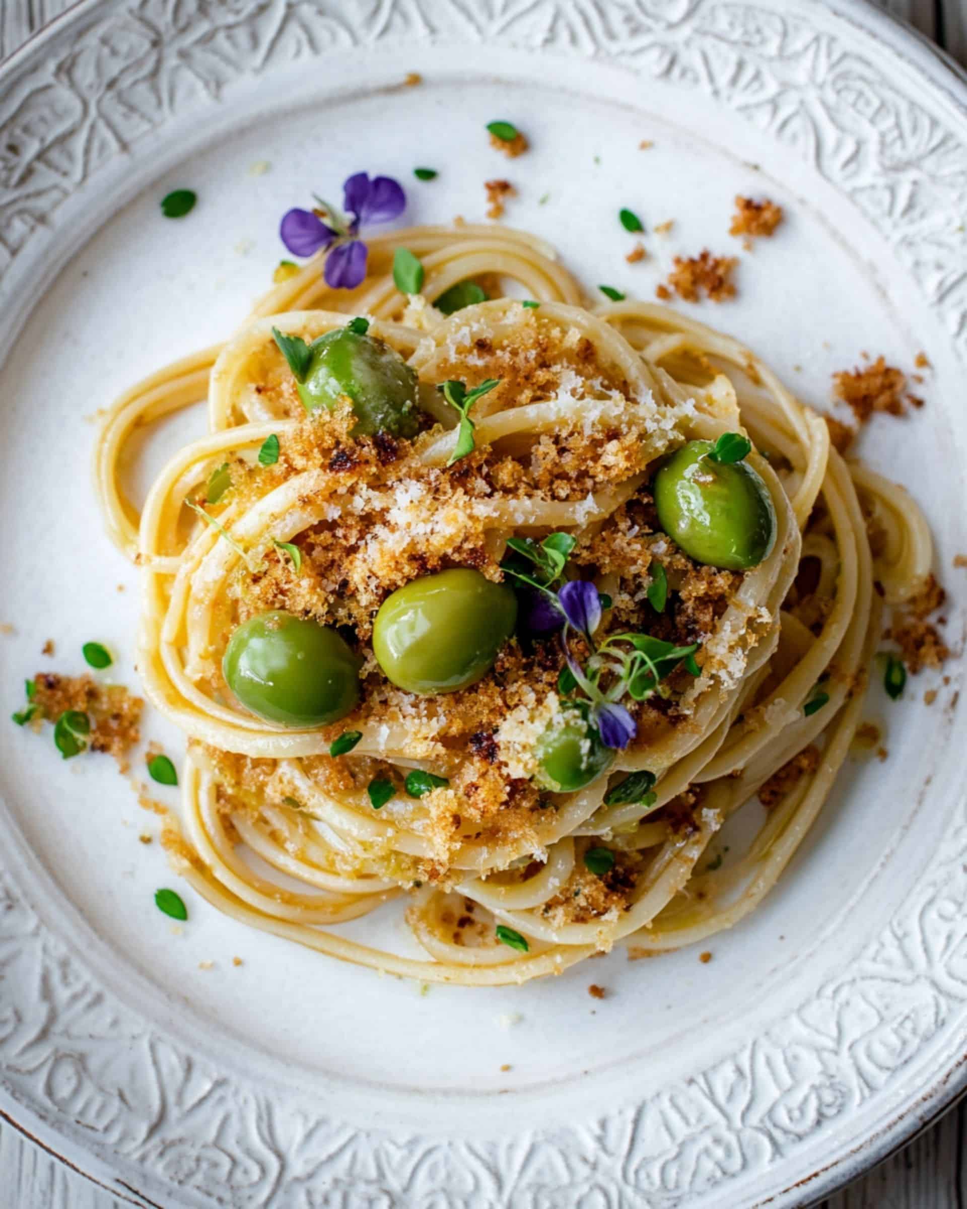 Green Olive Linguine with Broccolini & Breadcrumbs Recipe