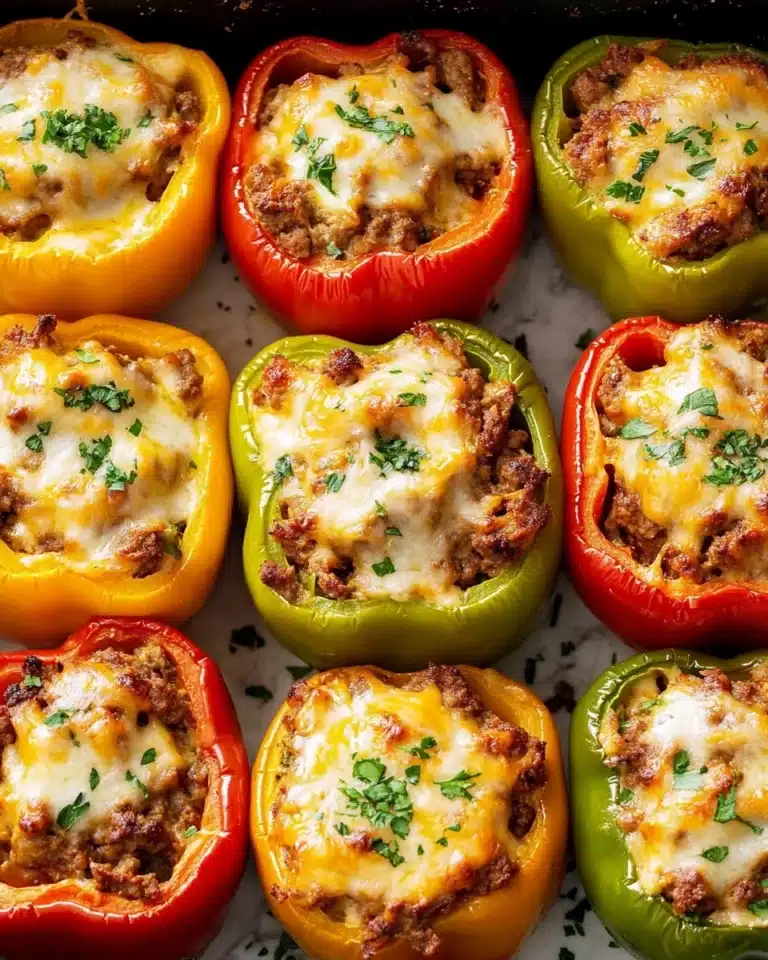 Cheesy Beef and Rice Stuffed Peppers Recipe