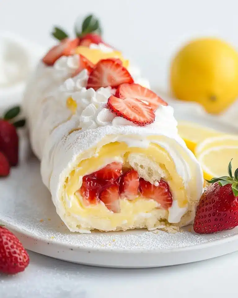 Strawberry Lemon Angel Food Cake Roll Recipe