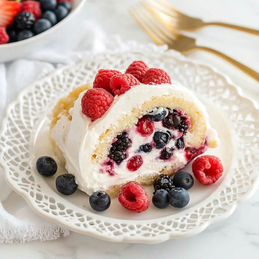 Triple Berry Angel Food Cake Roll Recipe - Recipe Image