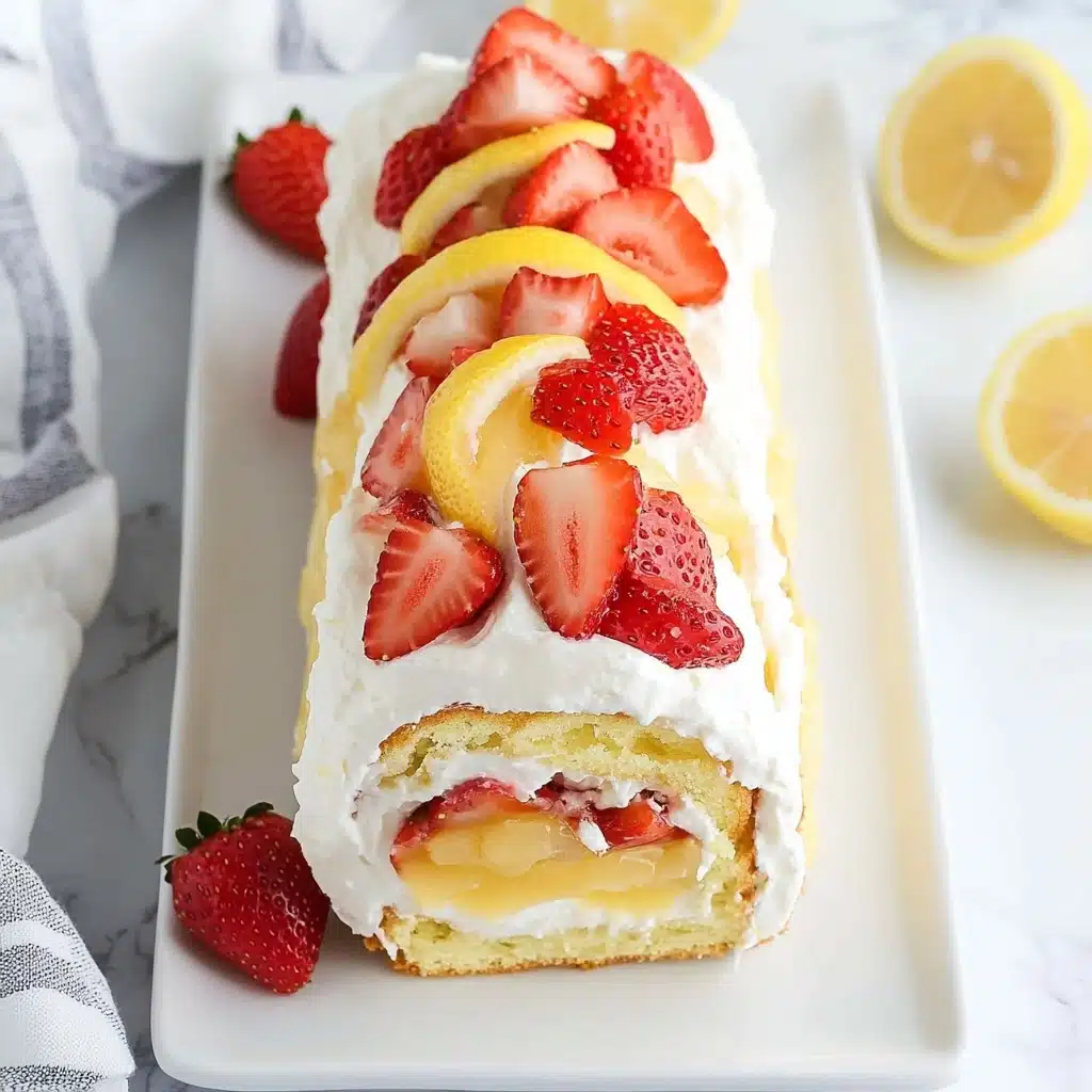 Strawberry Lemon Angel Food Cake Roll Recipe - Recipe Image