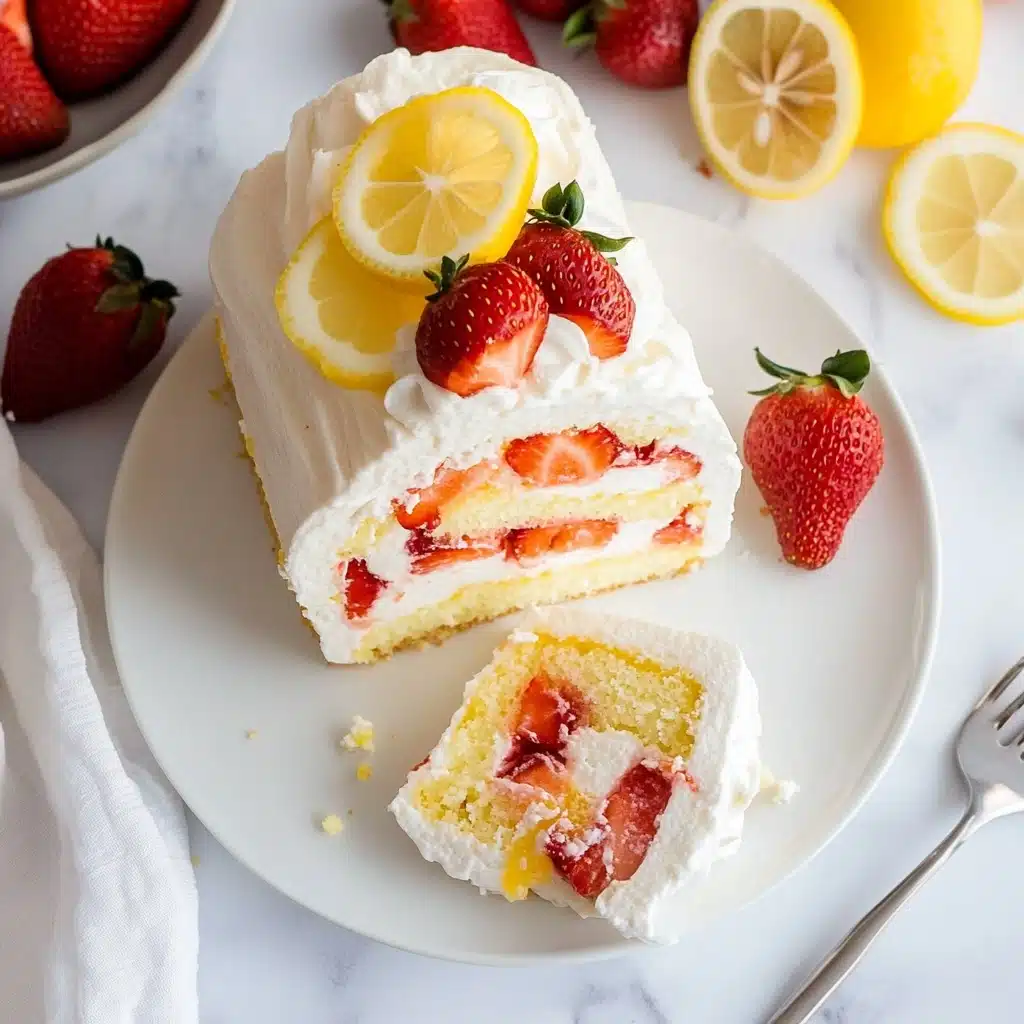 Strawberry Lemon Angel Food Cake Roll Recipe - Recipe Image