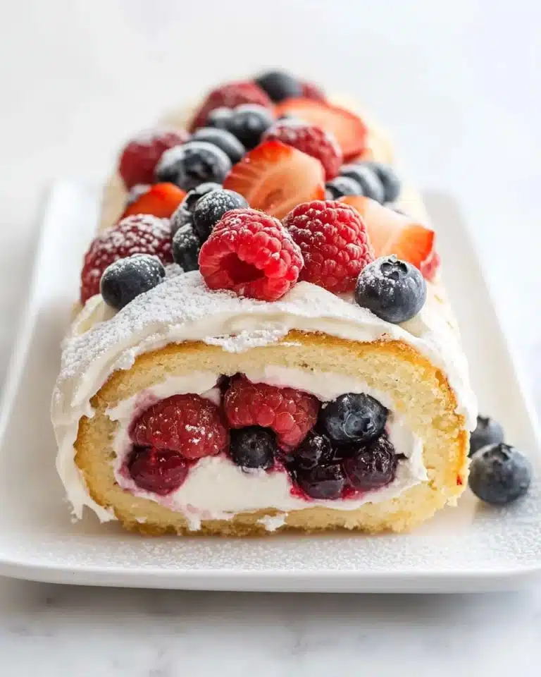 Triple Berry Angel Food Cake Roll Recipe