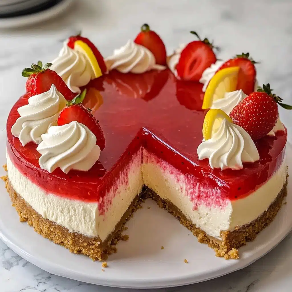No Bake Strawberry Lemonade Cheesecake Recipe - Recipe Image