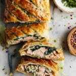 Salmon Wellington with Spinach and Mozzarella in Puff Pastry Recipe