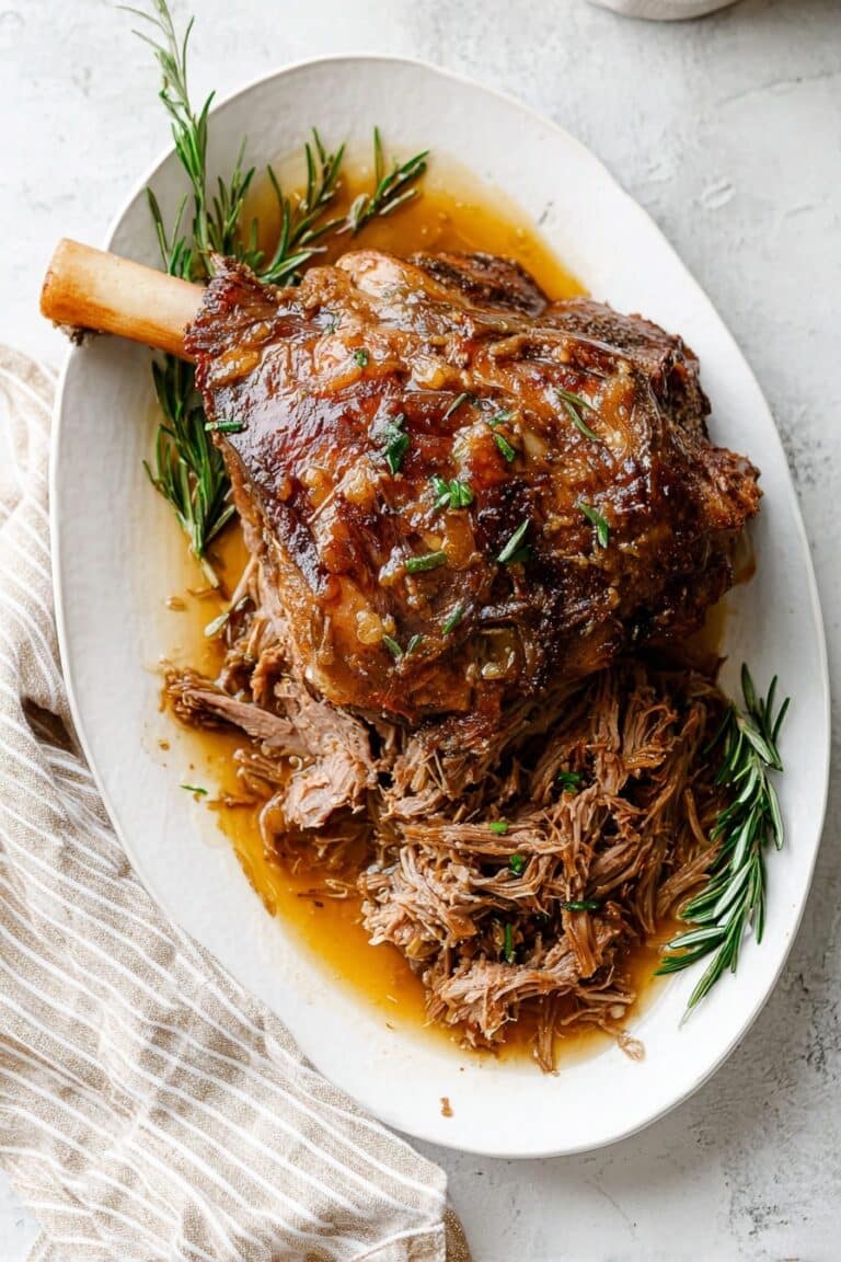 Slow Roast Leg of Lamb with Garlic, Rosemary, and Rich Pan Juices Recipe