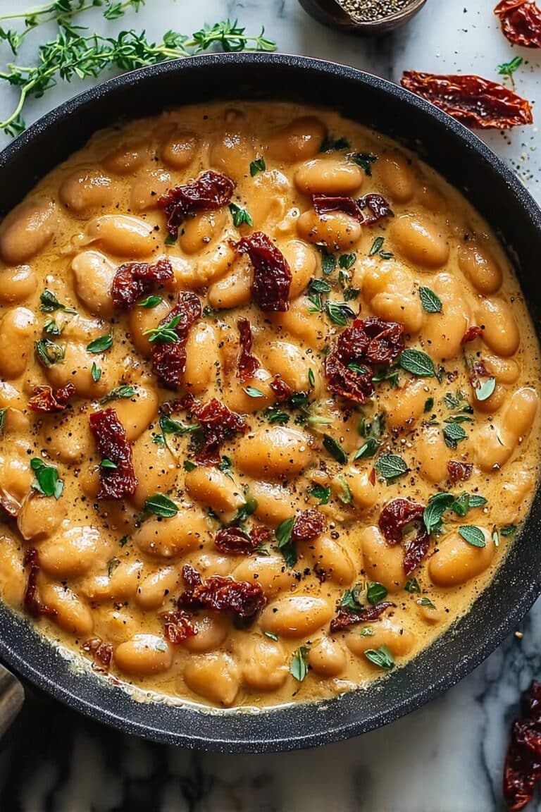 Creamy Tuscan Butter Beans with Sun-Dried Tomatoes and Basil Recipe