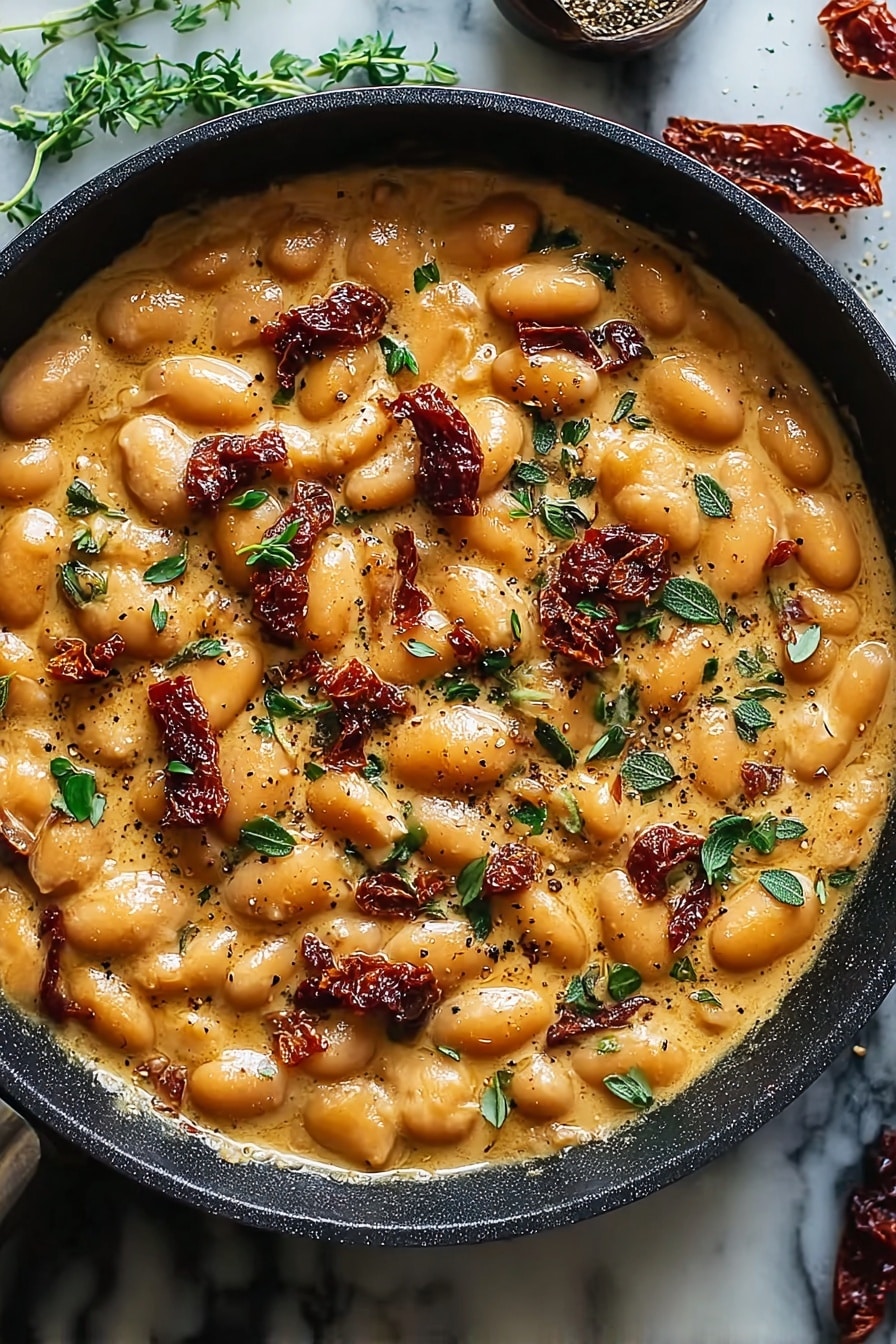 Creamy Tuscan Butter Beans with Sun-Dried Tomatoes and Basil Recipe