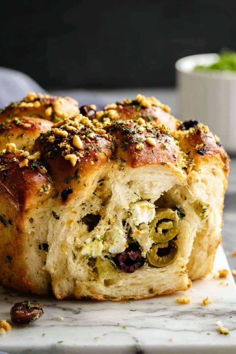 Pull-Apart Olive Bread with Feta and Sun-Dried Tomatoes Recipe