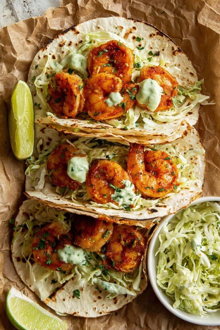 Blackened Shrimp Tacos with Cilantro Lime Slaw Recipe