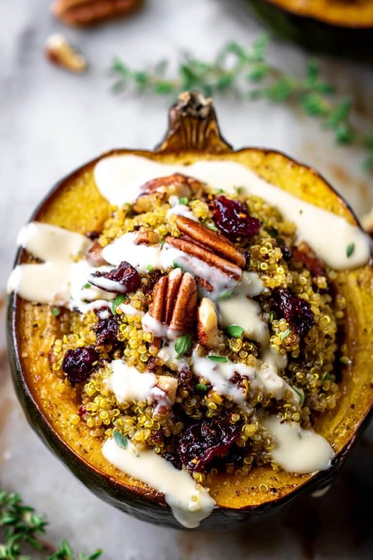 Cranberry Pecan Quinoa Stuffed Acorn Squash Recipe