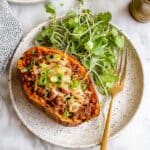Stuffed Sweet Potatoes with Ground Beef, Veggies, and Cheese Recipe