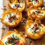 Tater Tot Appetizer Cups with Cheddar, Bacon, and Green Onions Recipe