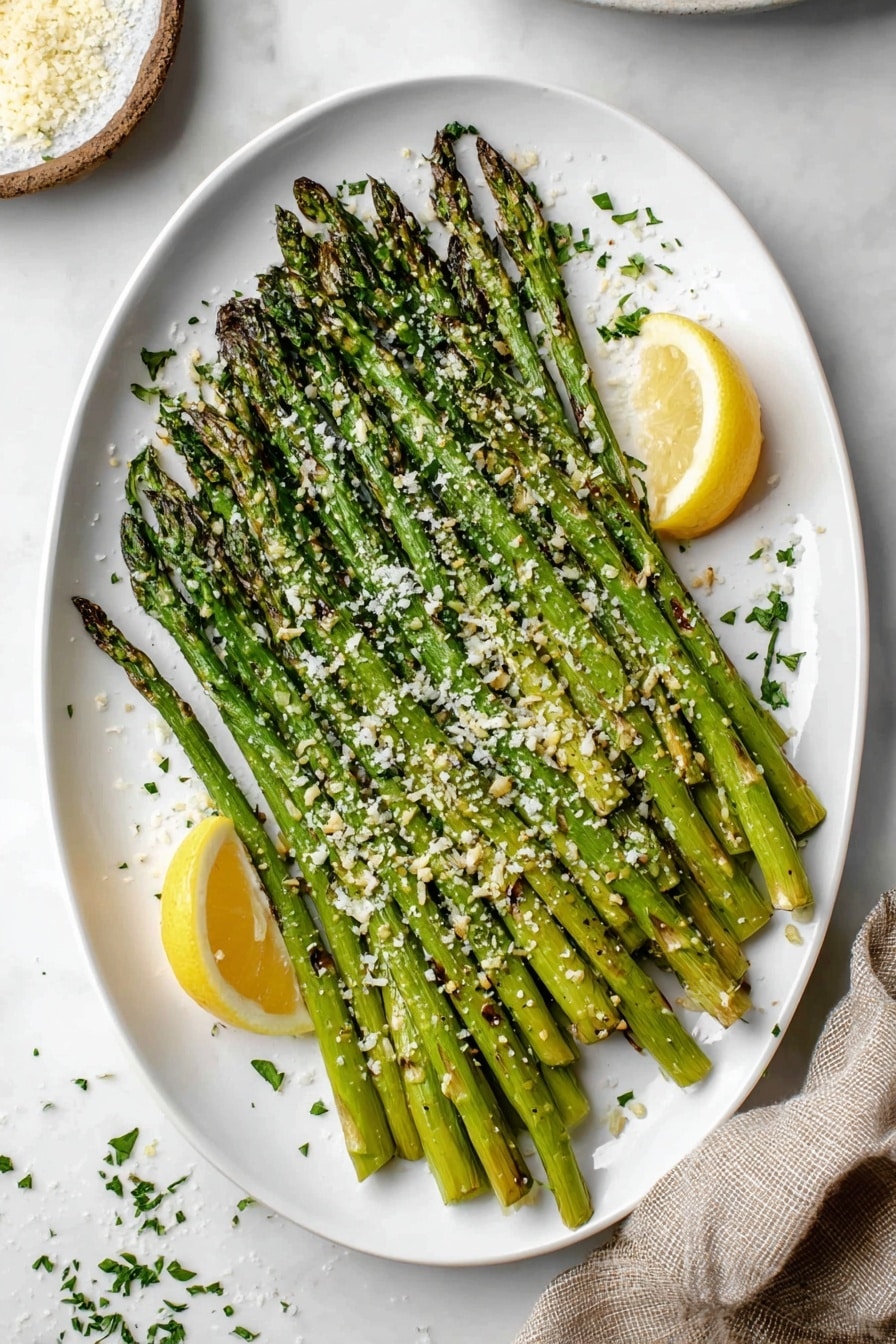Garlic Parmesan Roasted Asparagus with Lemon Recipe