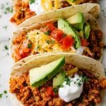 Ground Turkey Tacos with Tomato Sauce and Fresh Toppings Recipe