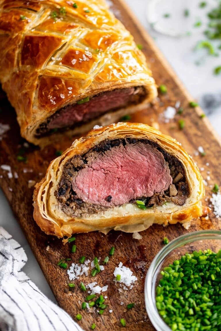 Classic Beef Wellington with Mushroom Duxelles and Puff Pastry Recipe