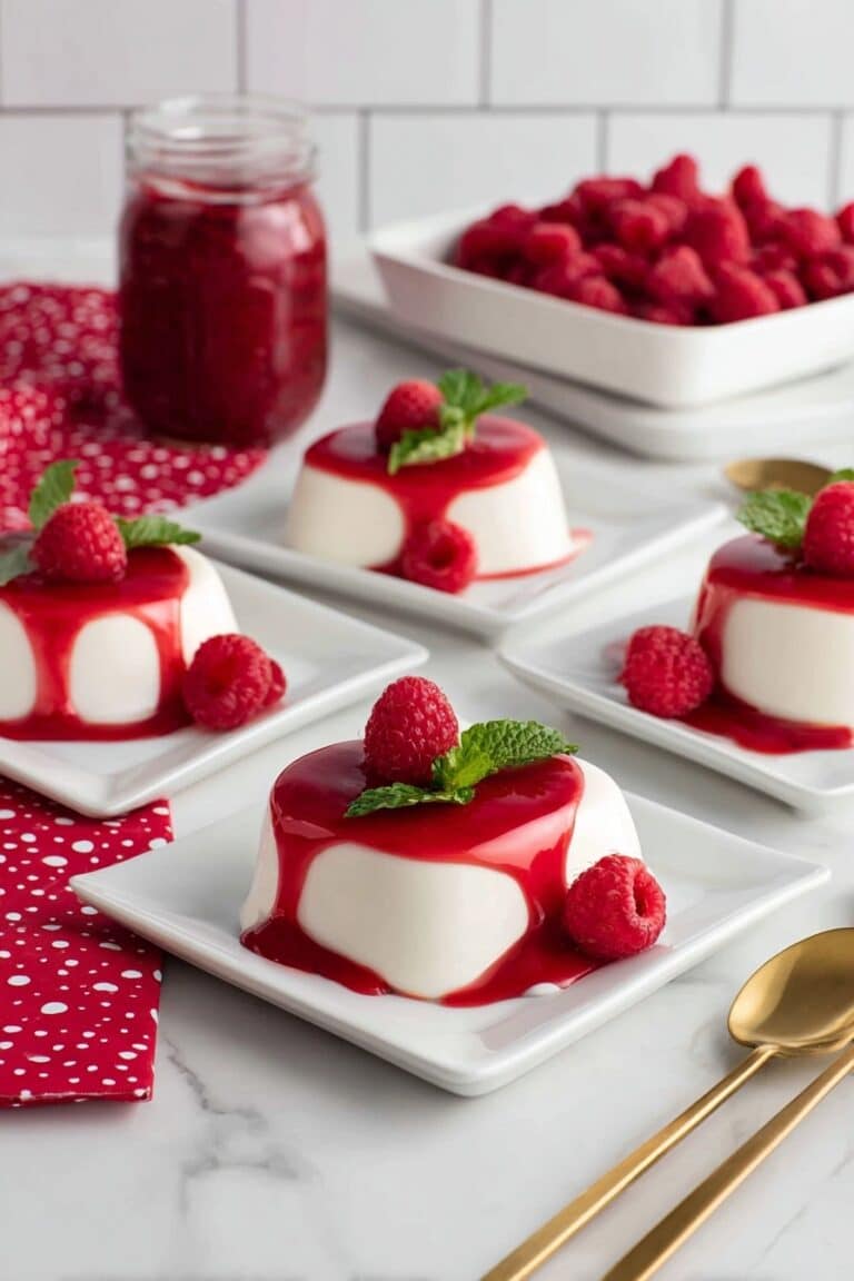 Classic Vanilla Panna Cotta with Raspberry Sauce Recipe